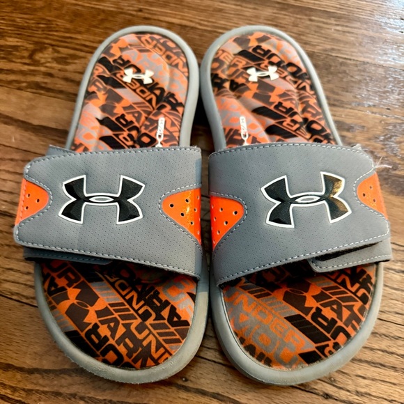 Under Armour Kids Slide Sandals - Gray and Orange - Picture 2 of 8